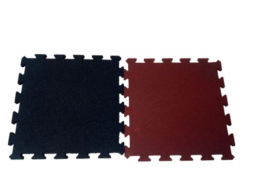 Good price Puzzle Edge Rubber Interlocking Floor Tiles Red / Blue Composite Rubber Flooring online